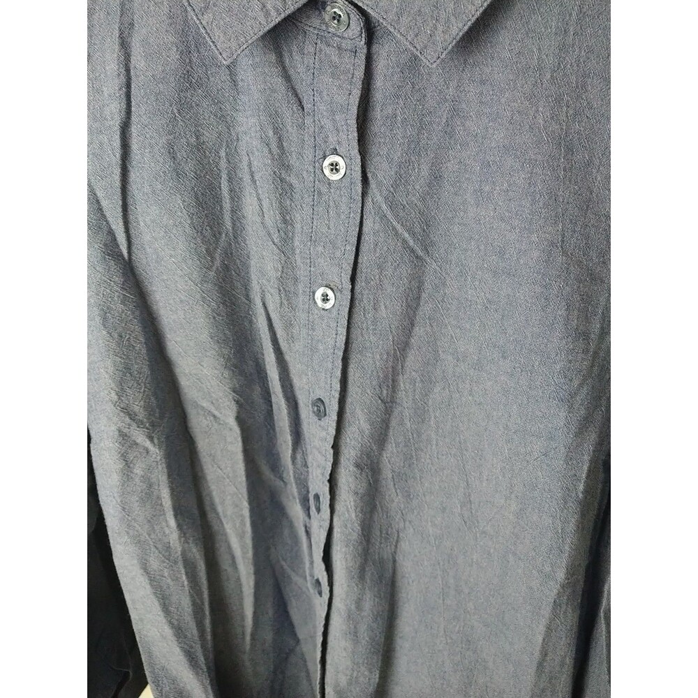 Woman Within 18/20 Blue Button Shirt Casual Denim Look LS - Picture 8 of 8